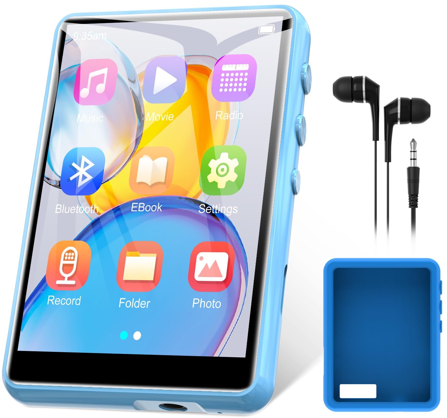 ZAQE 64GB MP3 Player Bluetooth 5.3 Stabil, 2.4" Touchscreen Walkman MP3 Bluetooth Tragbarer, HiFi MP3 Player mit Lautsprecher, FM Radio, Diktiergerät, Inklusive Kopfhörer, Unterstützt bis zu 128GB