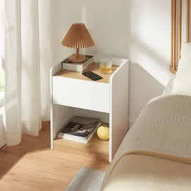 [en.casa] Nachtschrank Kuorshare 55 x 42 x 37 cm Weiß/Eicheoptik