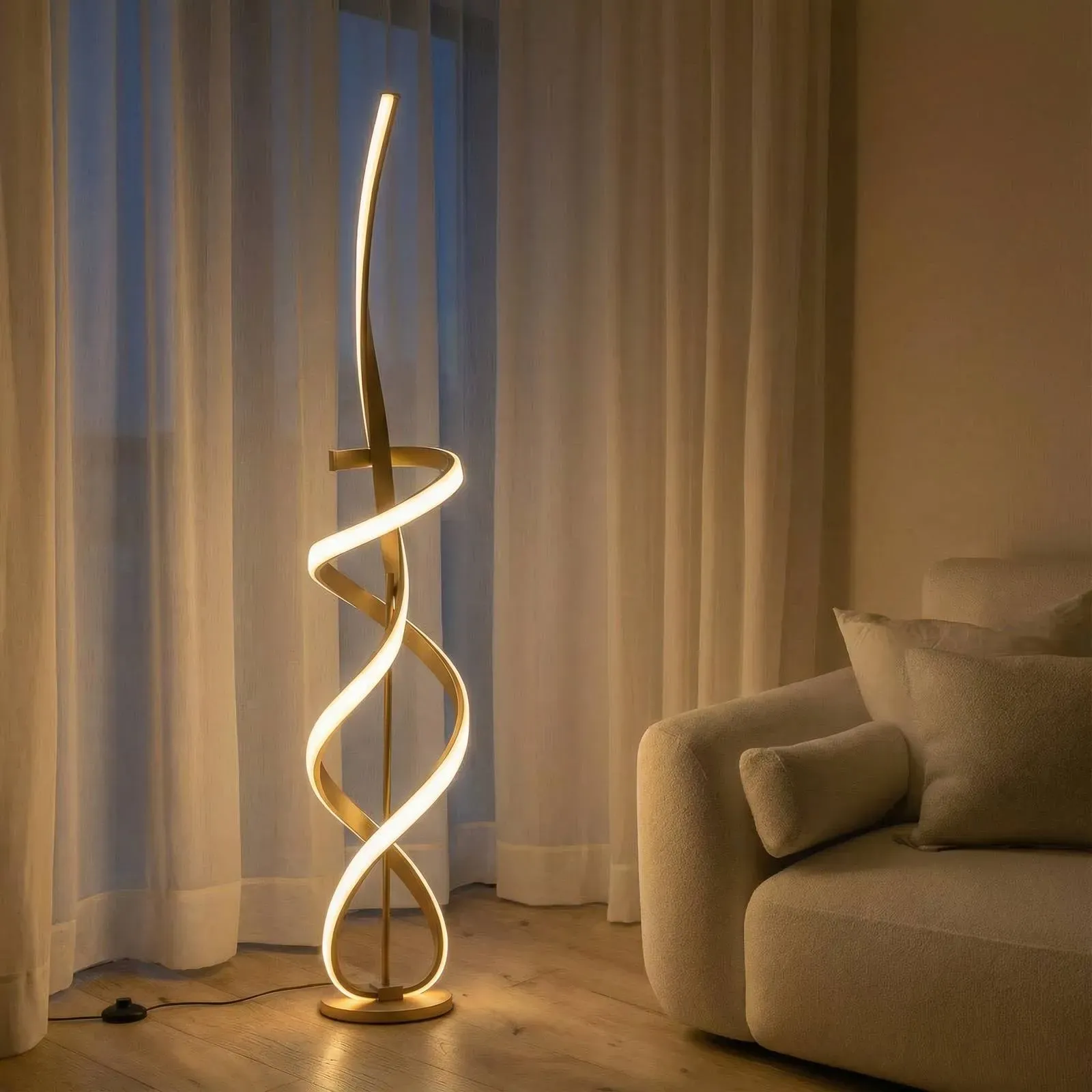 LED Stehlampe Kira ONLI, messing / gold, für Wohn- / Esszimmer, Aluminium, Modern, LED Stehlampe - 25 cm - 25 cm - 140 cm