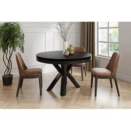 WFL GROUP Runder Ausziehbarer Esstisch 120 x 76 cm schwarz