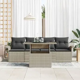 vidaXL Gartensofa-set mit Kissen Hellgrau Poly-Rattan