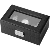 OMATOP Uhrenbox 3 Uhren mit Transparent Glasdeckel und Abnehmbare Kissen
