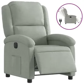 vidaXL Relaxsessel Elektrisch Samt 144,5 x 82 x 0 cm Hellgrau mit Liegeposition
