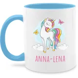 Tasse Tassen 325ml - Einhorn Unicorn Einhörner Kinder Geschenk - 325 ml - Hellblau - name keramik personalisierte und einhörnern geschenke tasse+personalisiert sachen einhorntassen eigenem einem