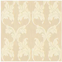 Profhome Textiloptik Tapete Barock 0,53 m x 10 m 5,33 m2 Beige/Gelb 956282-GU