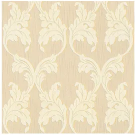 Profhome Textiloptik Tapete Barock 0,53 m x 10 m 5,33 m2 Beige/Gelb 956282-GU