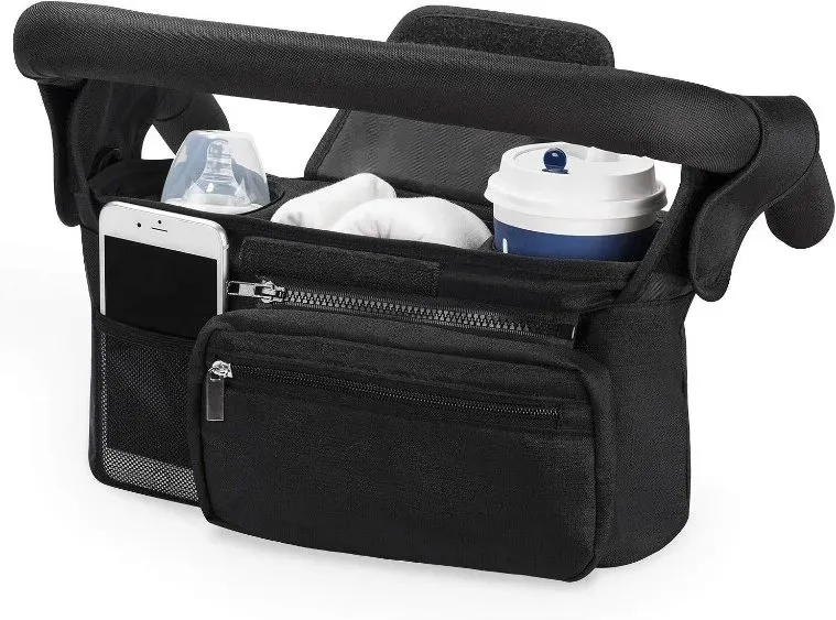 Momcozy universeller Kinderwagen-Organizer mit Isolierbecherhalter, abnehmbarer Handytasche und Schultergurt, passend für Kinderwagen, Buggy und Tierwagen aller Marken