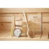 Wolff Finnhaus Saunaset mit Sanduhr, Eimer, KS-Einsatz, Schöpfkelle, Klimamesser, Saunaregeltafel
