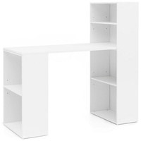 Wohnling Schreibtisch WL5.692, mit Regal 120 x 120 x 53 cm Weiß Matt Holz Modern Schreibtischregal