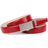 Anthoni Crown Ledergürtel ANTHONI CROWN, Damen, Gr. 95, rot (dunkelrot), Leder, unifarben, Basic, Gürtel Ledergürtel, mit silberfarbener Automatik-Schließe in filigranem Flechtdesign