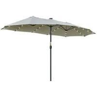 Outsunny Sonnenschirm mit LED Solar 4,5m Doppelsonnenschirm Gartenschirm oval