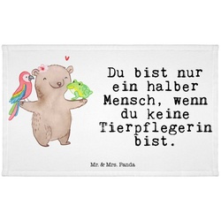 Mr. & Mrs. Panda Handtuch Tierpflegerin mit Herz – Weiß – Geschenk, Abschied, Sport Handtuch, R, (1-St) weiß