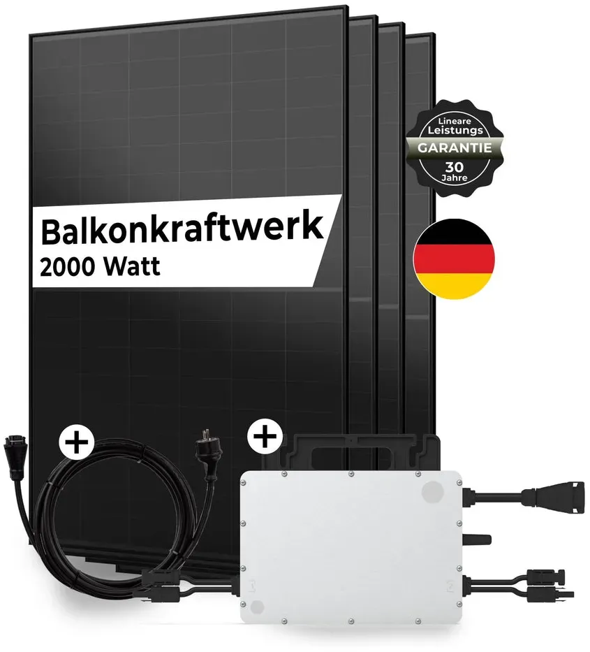 Sicatron 2000W Balkonkraftwerk - 4x 500W Bifazial - HMS-800W-2T - BC05 Kabel 3 Meter