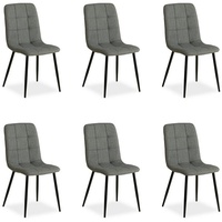 Homestyle4u Esszimmerstuhl Polsterstuhl 1, 2, 4, 6 Stühle Küchenstuhl Stuhl (6er Set) grau