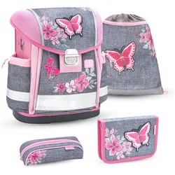 Rucksack ergonomisches Schulranzen-Set 4-Teile "Elegant" mit Brustgurt