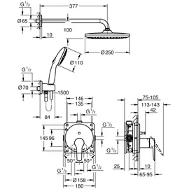 Grohe Start Duschsystem Unterputz mit Vitalio Start 250, chrom