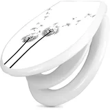 banjado Familien WC Sitz mit Absenkautomatik 44,9x37,1cm - Klobrille mit Kindersitz aus hochwertigem Polypropylen - Toilettendeckel mit Kinder Toilettensitz integriert - Motiv Pusteblume 2