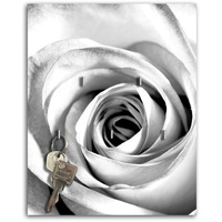 dalinda Schlüsselbrett mit Design weiße Rose Schlüsselboard Schlüsselhaken SB233
