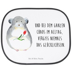 Sonnenschutz Chinchilla mit Blume – Weiß – Geschenk, Depressionen, Tiermotive, tra, Mr. & Mrs. Panda, Seidenmatt weiß