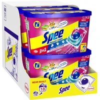 Spee Power Caps Color 3+1, 144 (8 x 18) Waschladungen, Colorwaschmittel verleiht Reinheit, Strahlkraft & Frische zum schlauen Preis, Waschmittel mit Extra Frische-Effekt, 20–95 °C