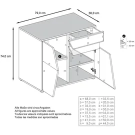 Vladon Benny 79 x 74 x 36 cm Weiß matt/Weiß Hochglanz
