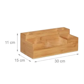 Relaxdays Schreibtisch Organizer Holz 30x11x15 cm Braun 7 St.
