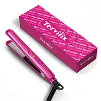 Terviiix Mini-Haarglätter für unterwegs, kompakter tragbarer Keramik-Haarglätter für kurze Haare/Pony, schnelles und einfaches Haarstyling, mit Reisetasche und Doppelspannung, Pink