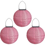 Youning Lampions Außen Wetterfest Solar LED Laterne Wasserdicht Hängende Solar Lampion für Außen 30cm Solarlaterne Outdoor Deko Nylon Papier Laterne Runde Gartenlampions Außenlaternen (3PCS/Rosa)