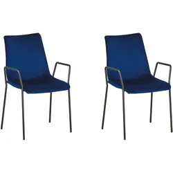 Esszimmerstuhl 2er Set JEFFERSON Samtstoff Dunkelblau