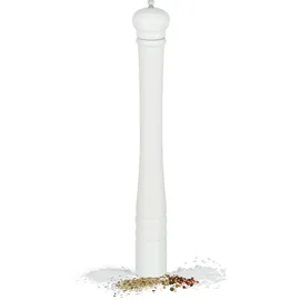 Relaxdays Salz- und Pfeffermühle XXL Gewürzmühle, Holz, Keramikmahlwerk, manuell, HxD: 51,5 x 6 cm, klassisch, weiß