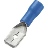 TRU Components 745424 Flachstecker Steckbreite: 6.4mm Steckdicke: 0.8mm 180° Teilisoliert Blau 100St.