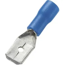 TRU Components 745424 Flachstecker Steckbreite: 6.4mm Steckdicke: 0.8mm 180° Teilisoliert Blau 100St.