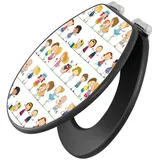 banjado WC-Sitz Anthrazit Motiv Kinder (umweltfreundliches Material, integrierte Absenkautomatik), 46,5 x 38 x 5 cm