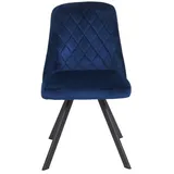 Mendler 2er-Set Esszimmerstuhl HWC-K25, Küchenstuhl Lehnstuhl Polsterstuhl, Metall Samt - blau