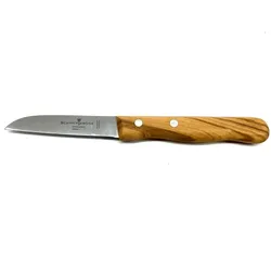 Gemüse-/Schälmesser mit GERADER Klinge und Olivenholzgriff