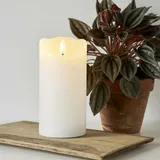 Star Trading LED Kerze Rustik Optik Echtwachs flackernde Flamme Rustic, Wachskerze, weiß