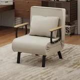 Fabulcozy Schlafsessel 4 in 1 mit Bettfunktion schlafsofa, Sessel mit Schlaffunktion, Sesse Leinen klappbar Schlafsessel 150 kg Load Capacity Leinen Klappsessel(Beige)
