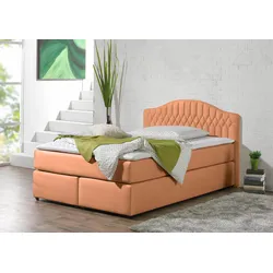 Boxspringbett MAINTAL, orange (terra), Liegefläche B/L: 140cm x 200cm, H3, Bonnell-Federkernmatratze, Seitliche Einfassung Unterbox und Obermatratze: Mikrovelours (100% Polyester), Spiegelfläche der Unterbox und Obermatratze: 100% Polyester, Komplettbetten, in diversen Ausführungen