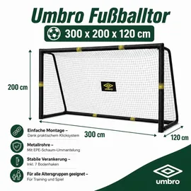 Umbro Fußballtor Schwarz 300 x 200 x 120 cm