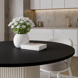design möbel Beistelltisch CUBO Ø100 cm Metalltisch Wohnzimmertisch CASHMERE/SCHWARZ