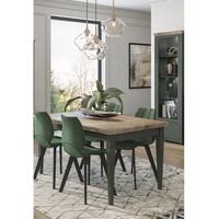 Esszimmer Tisch mit Vitrine Vitrinenschrank Landhaus Design grün LED Beleuchtung