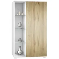 Vladon Vitrine, Eiche Wotan, 71.5x134x35 cm, Wohnzimmer, Wohnwände, Vitrinenschränke