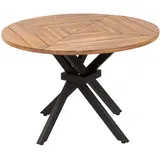 Beliani Gartentisch, Hellbraun, Schwarz, Holz, rund, 110x75x110 cm, Gartenmöbel, Gartentische, Gartentische