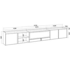 SKRAUT HOME Lowboard 315x50 cm Beige Holzwerkstoff