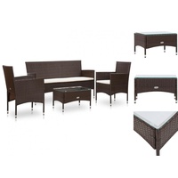 vidaXL Garten Lounge-Set mit Auflagen 3-Sitzer Bank braun