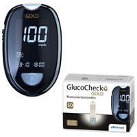 GlucoCheck Gold Set (mg/dl) zur Kontrolle des Blutzuckers mit 60 Teststreifen