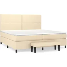 vidaXL Boxspringbett mit Matratze Creme 200x200 cm Stoff