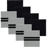 DDDDD Spültuch Kombi-Set Basic & Baxter, 30x30 cm, aus 100% Baumwolle, (Set, 8-tlg., bestehend aus 4x Spültuch Basic & 4x Spültuch Baxter), optimale Saugfähigkeit, mit praktischer Aufhängeschlaufe grau