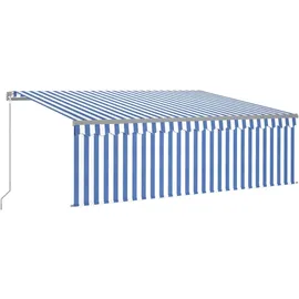vidaXL Gelenkarmmarkise mit Jalousie LED 400 x 300 cm blau/weiß