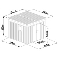 Gartenhaus aus verzinktem Stahl Kosto 8,64m2 + Verankerungskit - X-Metal